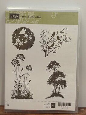 STAMPIN UP 127324 SERENE SILHOUETTES STAMP SET TREE BIRD BUTTERFLY MEADOW